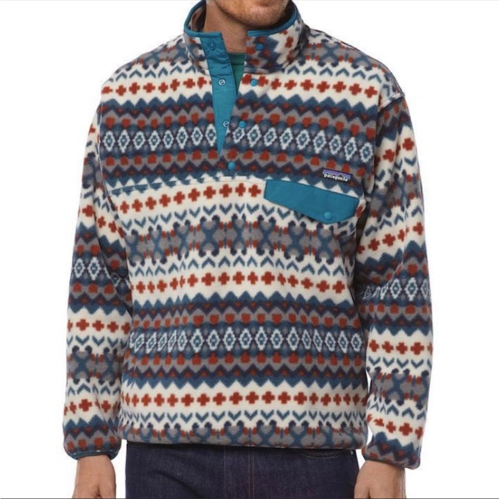 PATAGONIA Men’s Synchilla Snap-T Fleece Pullover Cliff Underwater Blue Size Med - Picture 2 of 13
